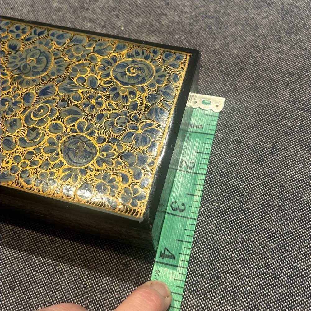 Vintage Hand-Painted Darjeeling Tea Box | Floral Lacquer Trinket Storage
